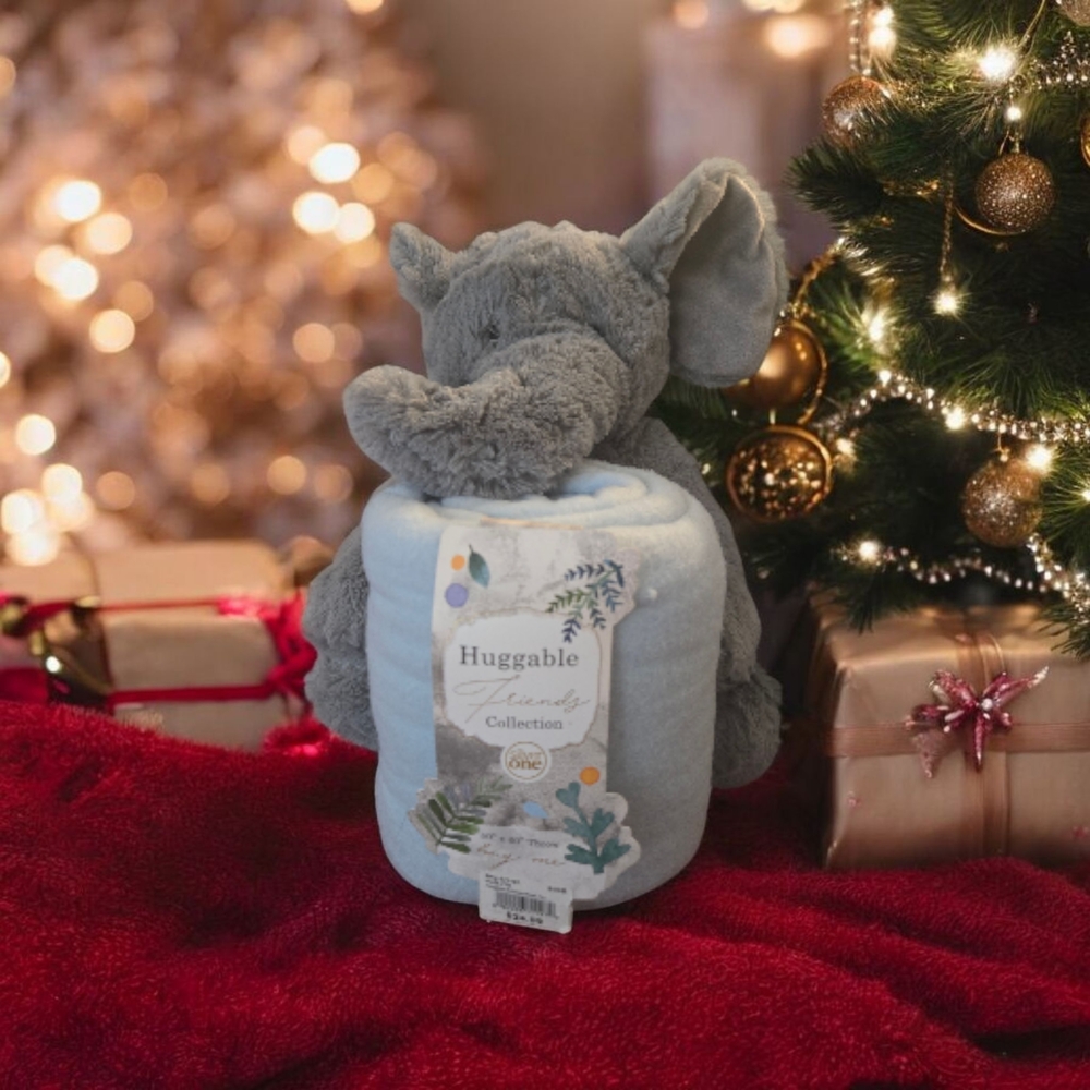 Gray Elephant Plush Blanket